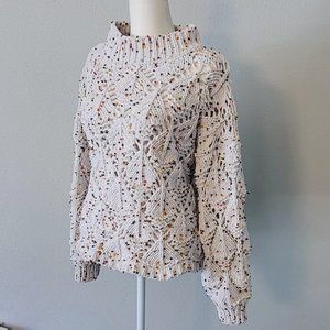 Heavy Knit White Cream Multicolor Metallic Sweater